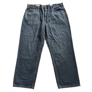 True Nation Jeans Mens 44x30 Blue Loose Fit Rustic Wash Tapered Leg Workwear